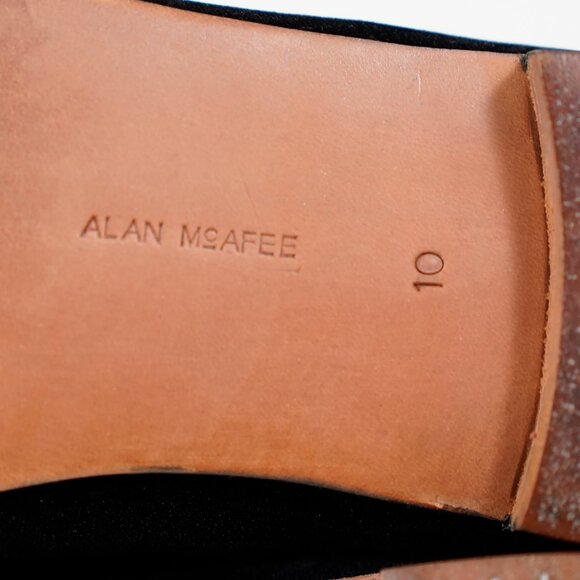 Vintage Alan McAfee Black Velvet Slip On Loafers, Made in England, Size 10 - Picture 8 of 11